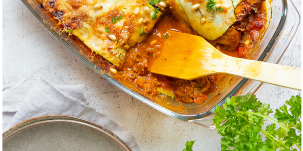 Courgette lasagne met tomatensaus & rundergehakt