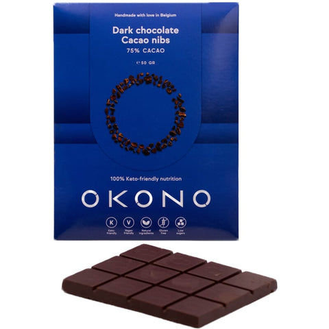 OKONO - Keto donkere chocolade cacao nibs