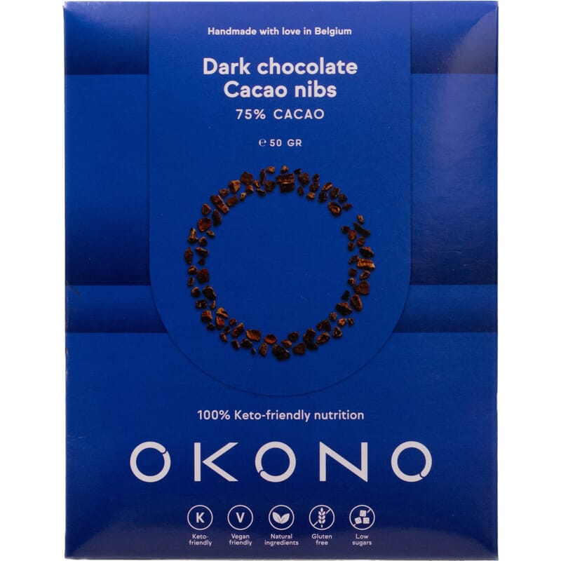 OKONO - Keto donkere chocolade cacao nibs