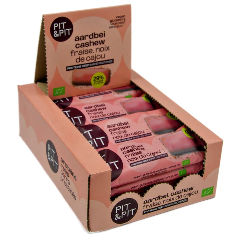 Eiwitreep aardbei-cashew bio