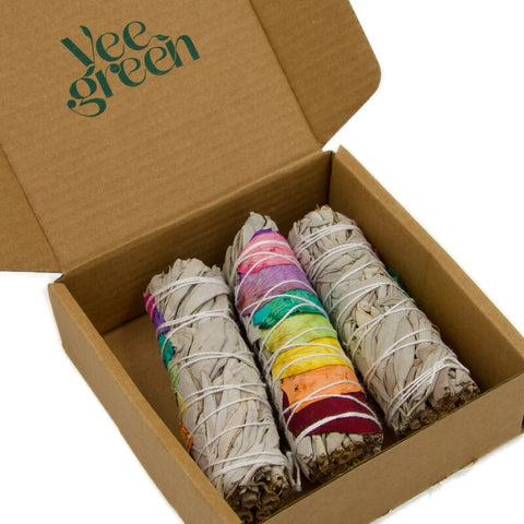 Chakra smudge stick met witte salie